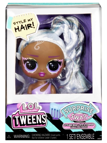 L.O.L. Surprise! Swap Mini Tweens česací hlava, stříbrná (4)