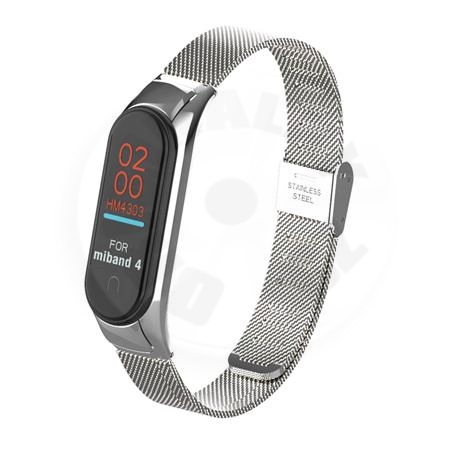 Deveroux Ocelový milánský řemínek pro Mi Band 3/4 - stříbrná