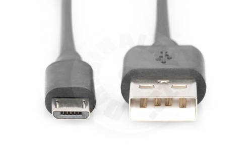 Digitus USB 2.0 kabel A - micro USB B samec, 2x stíněný, měď- 3m