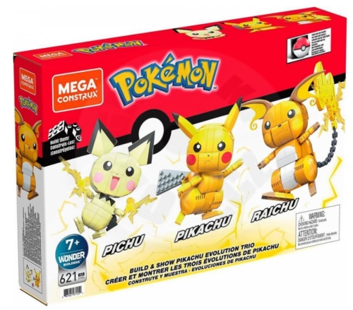 Mattel Mega Construx Pokemon: Build & Show Pikachu Evolution Trio (Pichu, Pikachu, Raichu)