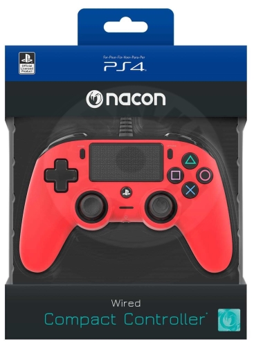Nacon Drátový ovladač Compact - červená (PS4)