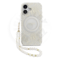 Guess IML Flowers Allover Strap MagSafe Zadní Kryt pro iPhone 17 White Guess IML Flowers Allover Strap MagSafe Zadní Kryt pro iPhone 17 White