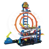Hot Wheels City Maxi garáž se smyčkami, autem a vrtulníkem