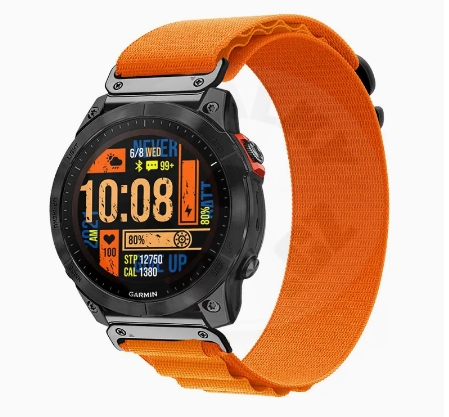 Garmin náhradní řemínek - tkaný nylon - 22mm pro řadu Fénix -  oranžová