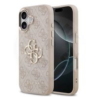 Guess PU Leather 4G Metal Logo Zadní Kryt pro iPhone 17 Pink