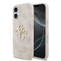 Guess PU 4G Metal Logo Zadní Kryt pro iPhone 17 Pink