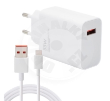 Xiaomi 33W USB-A nabíječka, adaptér s USB-C kabelem bílá (MDY-16-EF) Xiaomi 33W USB-A nabíječka, adaptér s USB-C kabelem bílá (MDY-16-EF)