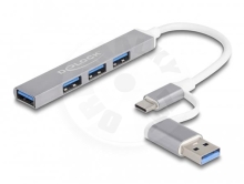 Delock 4 portový tenký USB Hub s USB Type-C/A na 4x USB-A