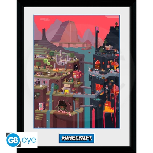 Minecraft - zarámovaný plakát "World" - 30,5 x 40,6 cm