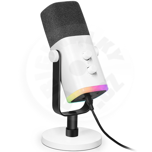 FIFINE AM8w - USB dynamický RGB herní mikrofon s tlačítky - bílá (P4/PS5/PC/Mac)_(1)